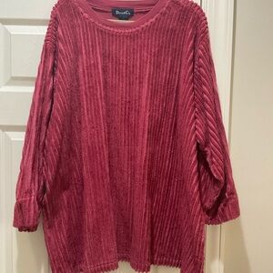 Denim&Co Women's Ribbed Top in Deep Red